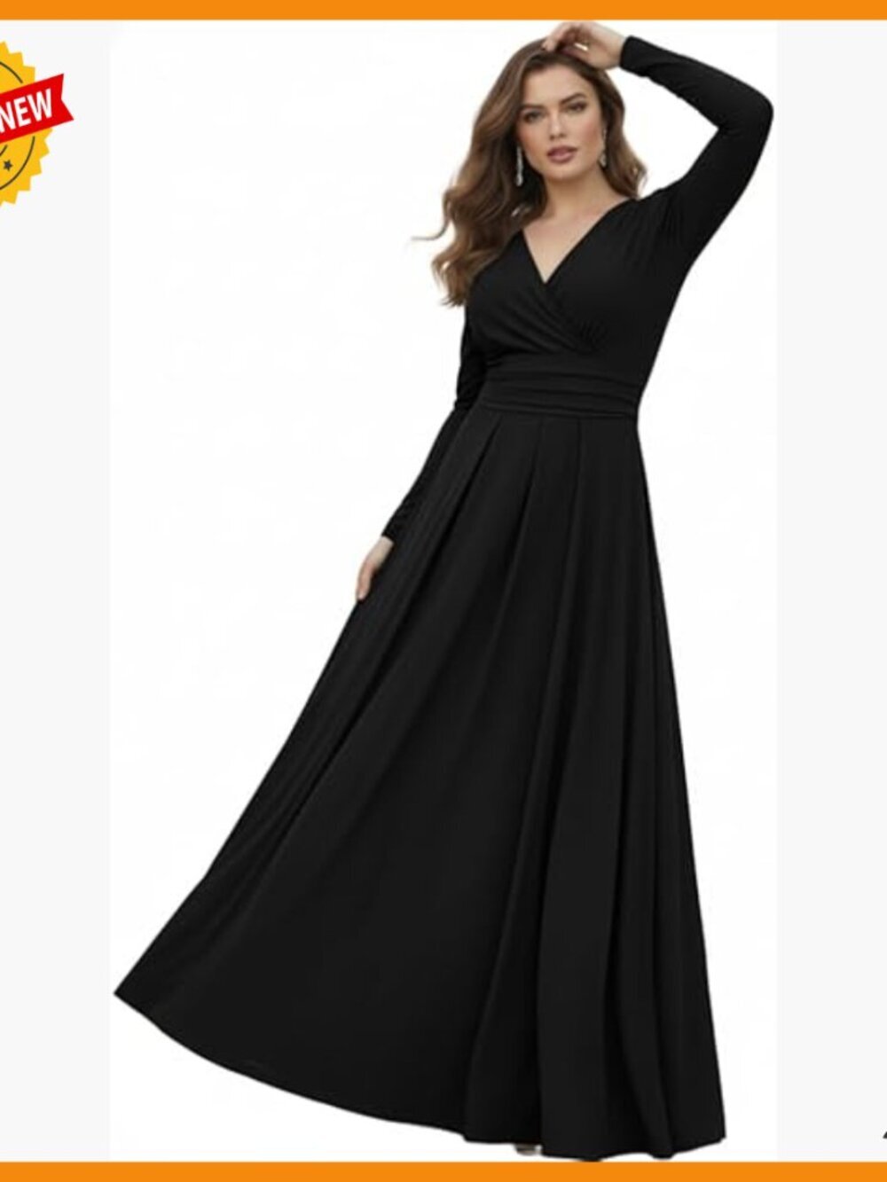 Sleeve Elegant Modest Pleated Maxi Dress Formal Gown Plus Size
